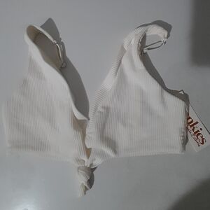 Frankies White Ribbed Bikini Top